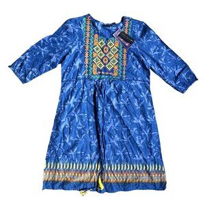 Melange Embroidered Boho Midi Dress Womens Size L NEW Colorful Midi Hippie